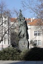 Monument to priest Paisiy Hilendarski, Saint Paisius of Hilendar or PaÃÂ¬siy HilendÃÂ rski monument in Sofia, Bulgaria Royalty Free Stock Photo